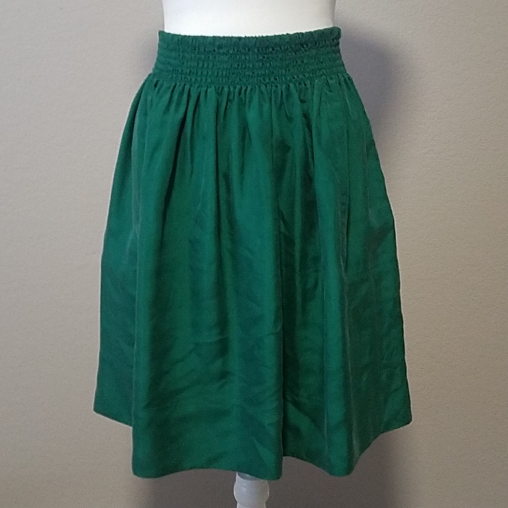 NWT Talbots Silk Skirt size SP Green